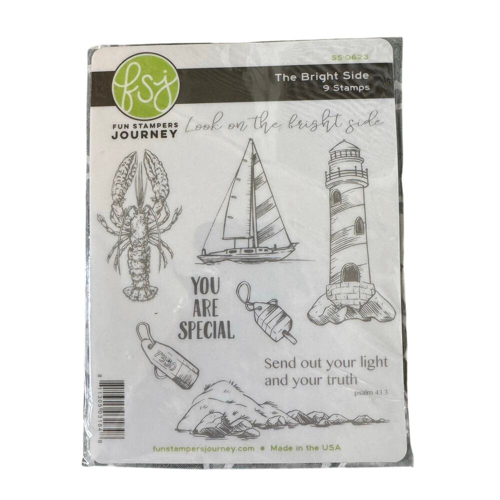 NWT Scrapbooking Stampers Lighthouse Bright Side 9 Lobster Sailboat Summer